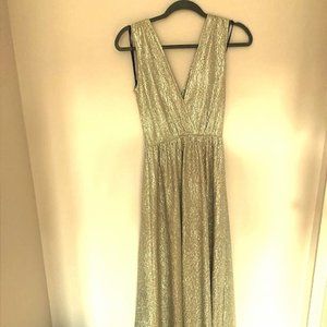Shimmery, Gold-Silver Maxi Dress